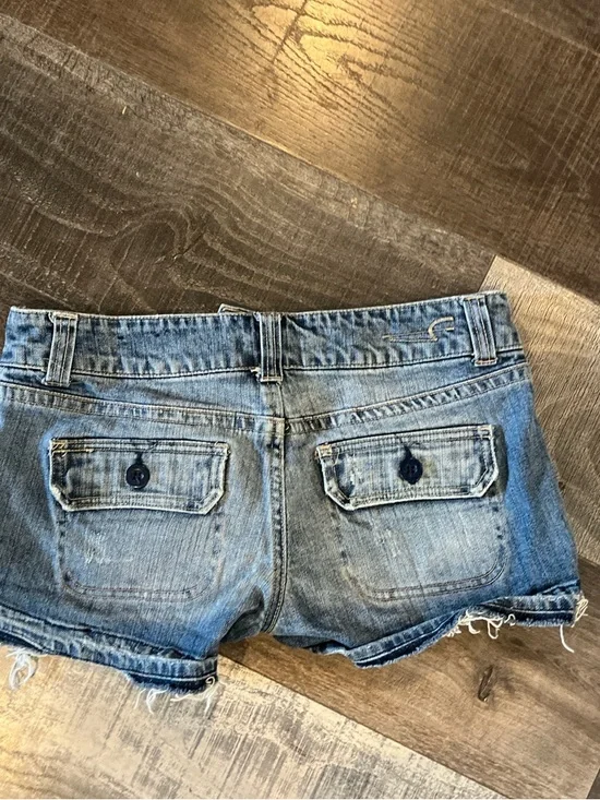 Yzk America Eagle retro size 6/8 Distressed Denim Cutoff Shorts - Blue - Picture 3 of 5
